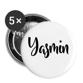 First name Yasmin - Buttons small 1''/25 mm (5-pack) - white - Front