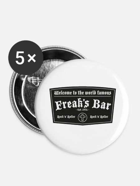 Freak's Bar Schwarz - Buttons klein 25 mm (5er Pack) - Weiß