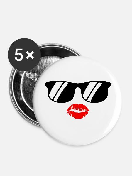 kiss face - Buttons klein 25 mm (5er Pack) - Weiß