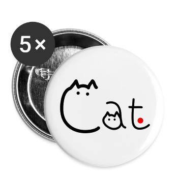 Katze in Katzen geschrieben - Buttons klein 25 mm (5er Pack) - Weiß - Vorne