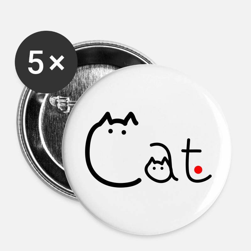 Katze in Katzen geschrieben - Buttons klein 25 mm (5er Pack) - Weiß