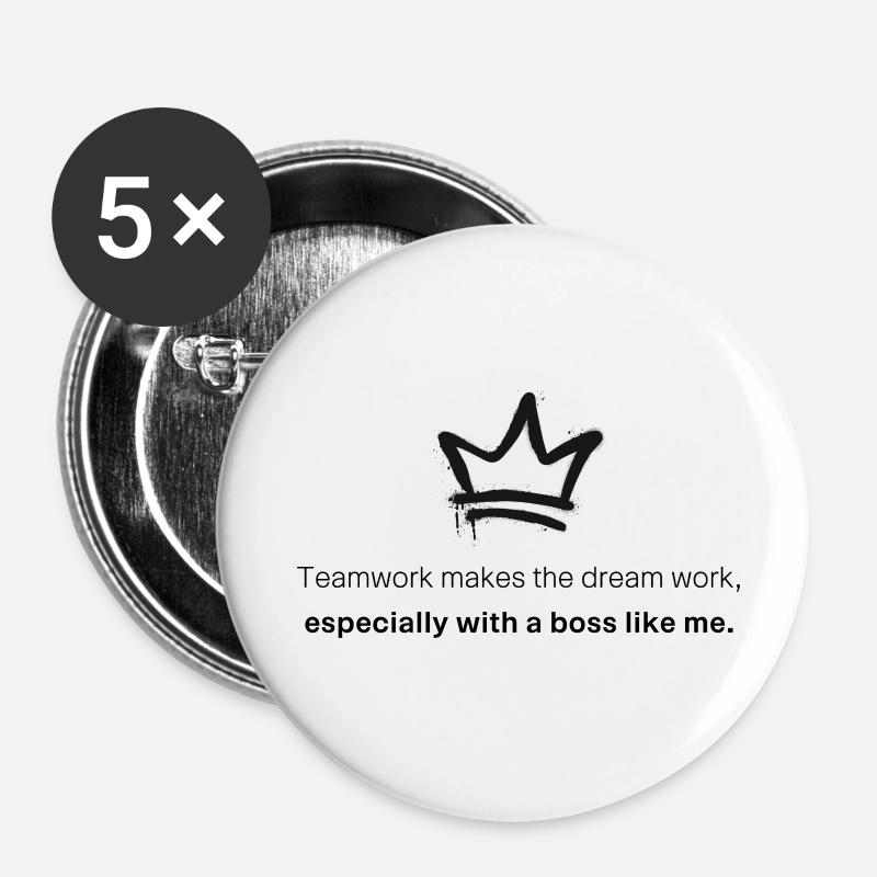 Teamwork makes the dream work especially... - Buttons klein 25 mm (5er Pack) - Weiß