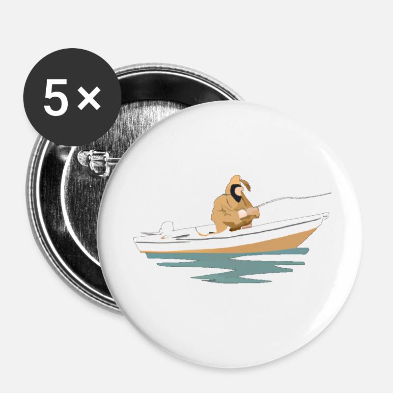 Fisherman with raincoat - Buttons small 1''/25 mm (5-pack) - white