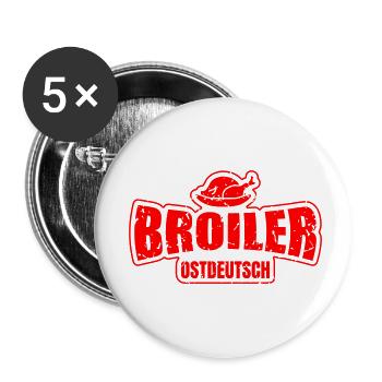 Broiler Ostdeutsch - Designfarbe frei wählbar! - Buttons klein 25 mm (5er Pack) - Weiß - Vorne