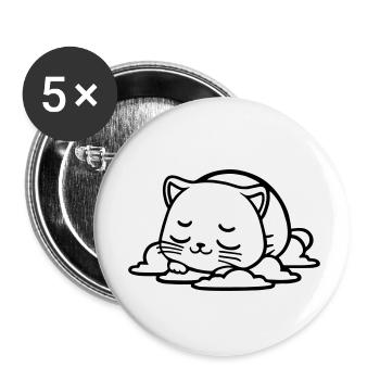 petit chat qui dort - Lot de 5 petits badges (25 mm) - blanc - Devant