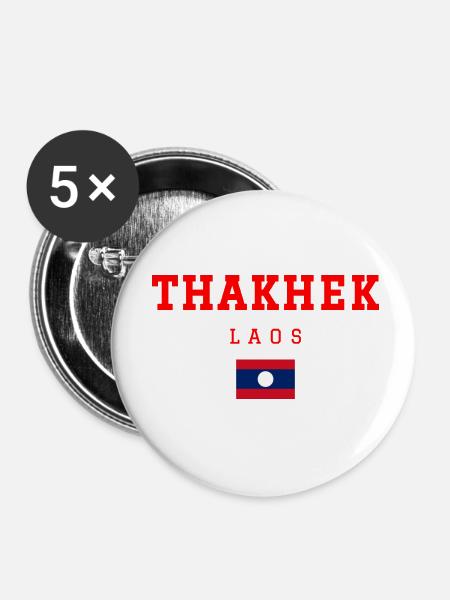 Thakhek Laos - Buttons klein 25 mm (5er Pack) - Weiß