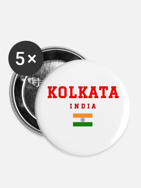 Kolkata Indien - Buttons klein 25 mm (5er Pack) - Weiß