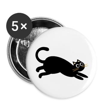 chat courant noir - Lot de 5 petits badges (25 mm) - blanc - Devant