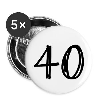 40. 40 ANS. 40e ANNIVERSAIRE. ANNIVERSAIRE 40 ANS. - Lot de 5 petits badges (25 mm) - blanc - Devant