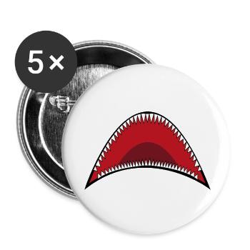 Bouche de requin - Lot de 5 petits badges (25 mm) - blanc - Devant