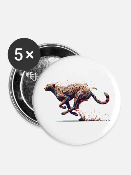 Farbenfroher abstrakter Gepard - Buttons klein 25 mm (5er Pack) - Weiß
