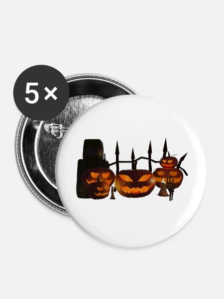 Halloween - Buttons klein 25 mm (5er Pack) - Weiß