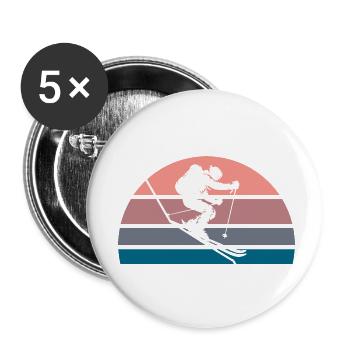 Ski de randonnée alpin - Lot de 5 petits badges (25 mm) - blanc - Devant