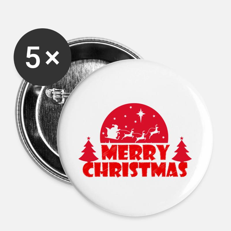 Merry Christmas - Buttons small 1''/25 mm (5-pack) - white
