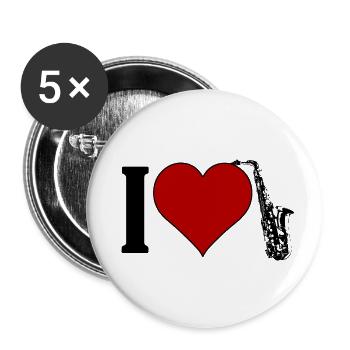 I ♥️ Saxophone | I Love Saxophone - Buttons small 1''/25 mm (5-pack) - white - Front