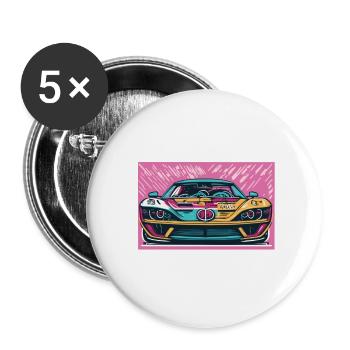 70's Racecar - Buttons small 1''/25 mm (5-pack) - white - Front