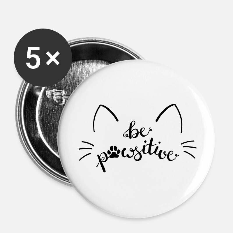 Cat be pawsitive - Buttons small 1''/25 mm (5-pack) - white