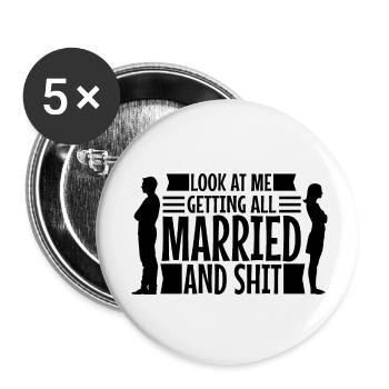 Regardez-moi me marier et merde - Lot de 5 petits badges (25 mm) - blanc - Devant
