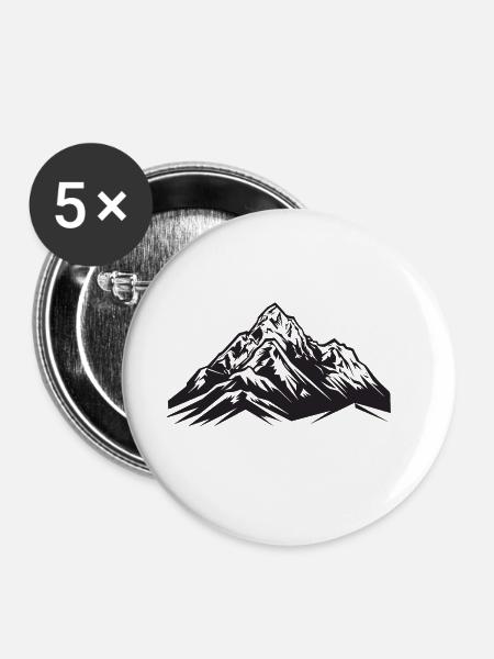 Berge Symbol - Buttons klein 25 mm (5er Pack) - Weiß