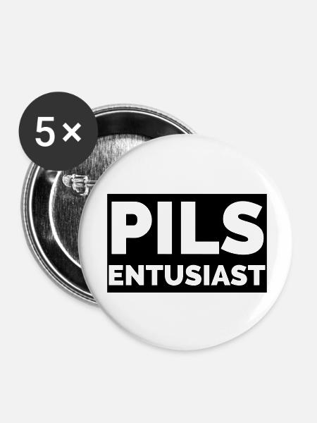 Lagerbier-Enthusiast - Buttons klein 25 mm (5er Pack) - Weiß