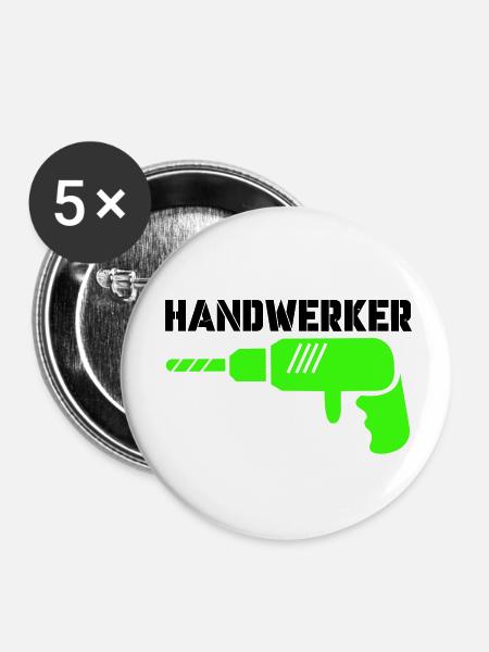 handwerker - Buttons klein 25 mm (5er Pack) - Weiß