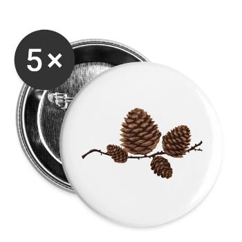 Wunderschöne Lärchenzapfen auf einem Zweig - Buttons klein 25 mm (5er Pack) - Weiß - Vorne