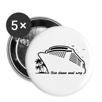 Kreuzfahrt - Bin dann mal weg - Urlaub - Buttons klein 25 mm (5er Pack) - Weiß - Vorne