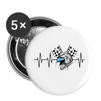 racing helmet pulse motorsport heartbeat symbol helmet - Buttons small 1''/25 mm (5-pack) - white - Front