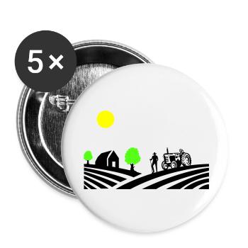 Tractor Farm - Buttons small 1''/25 mm (5-pack) - white - Front