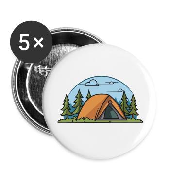 Tente de camping Nature - Lot de 5 petits badges (25 mm) - blanc - Devant