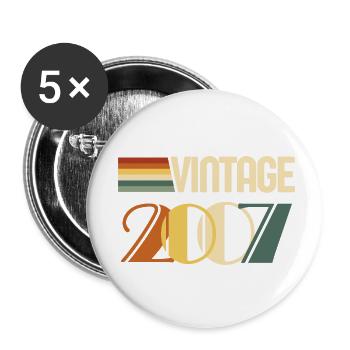Jahrgang 2007 - 2007 Jubiläumsgeschenk - Buttons klein 25 mm (5er Pack) - Weiß - Vorne