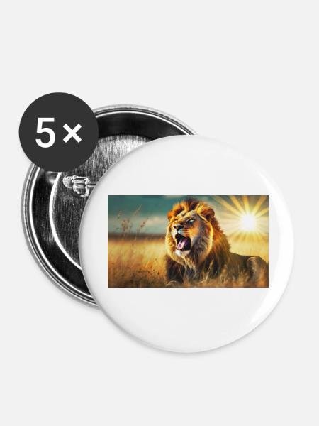 Niedliche Tiere chillen – Löwe - Buttons klein 25 mm (5er Pack) - Weiß