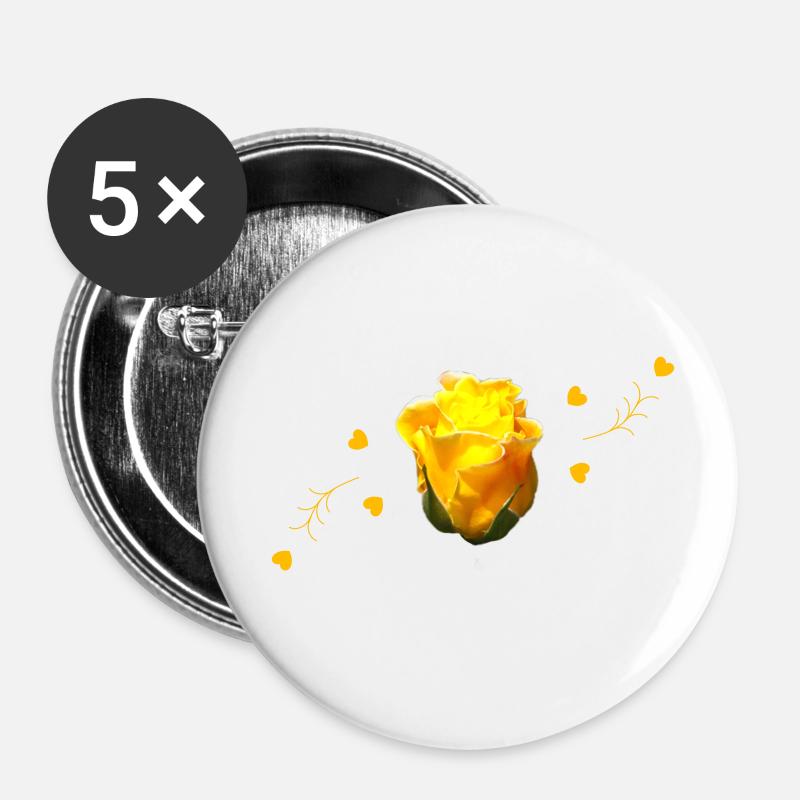 rose yellow rose - Buttons klein 25 mm (5er Pack) - Weiß