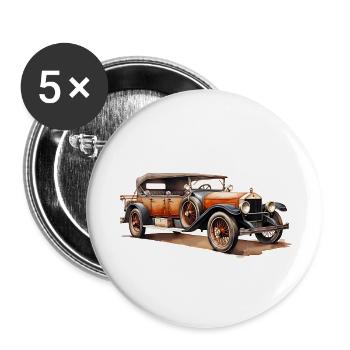 De nombreuses voitures classiques ont des décennies - Lot de 5 petits badges (25 mm) - blanc - Devant