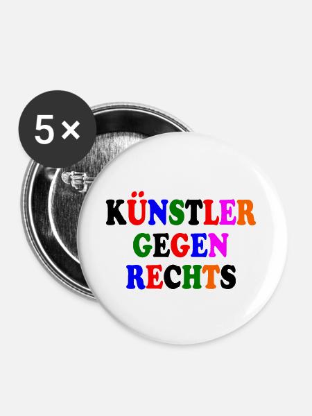 Künstler gegen rechts - Buttons klein 25 mm (5er Pack) - Weiß