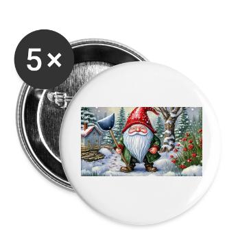 Mignons petits gnomes de la vie quotidienne – pelleter de la neige - Lot de 5 petits badges (25 mm) - blanc - Devant