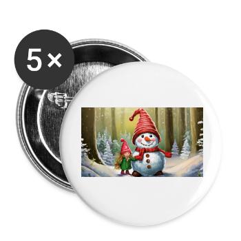 mignons petits gnomes vie quotidienne construction bonhomme de neige - Lot de 5 petits badges (25 mm) - blanc - Devant