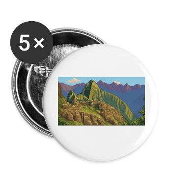 Machu Picchu, Peru - Pixel Art - Buttons small 1''/25 mm (5-pack) - white - Front