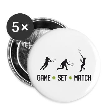 Tennis - Spiel Set Match - Buttons klein 25 mm (5er Pack) - Weiß - Vorne