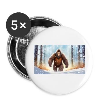 Sasquatch Bigfoot im Wald - jung niedlich - Buttons klein 25 mm (5er Pack) - Weiß - Vorne