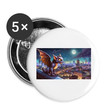 Gargoyle - junge, niedliche kleine Monster - Buttons klein 25 mm (5er Pack) - Weiß - Vorne