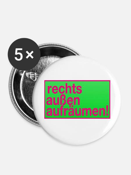 Rechts außen aufräumen! - Buttons klein 25 mm (5er Pack) - Weiß