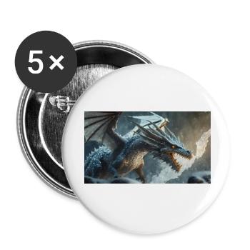 Ein realistischer böser dunkler Drache klettert auf einen nebligen - Buttons klein 25 mm (5er Pack) - Weiß - Vorne