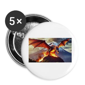 Ein realistischer, majestätischer dunkler Drache erklimmt ein v - Buttons klein 25 mm (5er Pack) - Weiß - Vorne