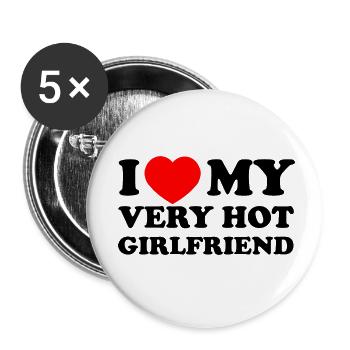 I Love My Hot Girlfriend Shirt - Buttons small 1''/25 mm (5-pack) - white - Front