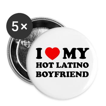 i love my very hot latino boyfriend - Buttons small 1''/25 mm (5-pack) - white - Front