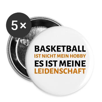 Basketball - Buttons klein 25 mm (5er Pack) - Weiß - Vorne