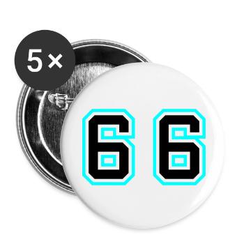 66 Zahl Symbol - Buttons klein 25 mm (5er Pack) - Weiß - Vorne