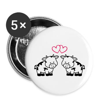 vaches amoureuses - Lot de 5 petits badges (25 mm) - blanc - Devant