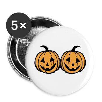 Pumpkin Face - Buttons small 1''/25 mm (5-pack) - white - Front